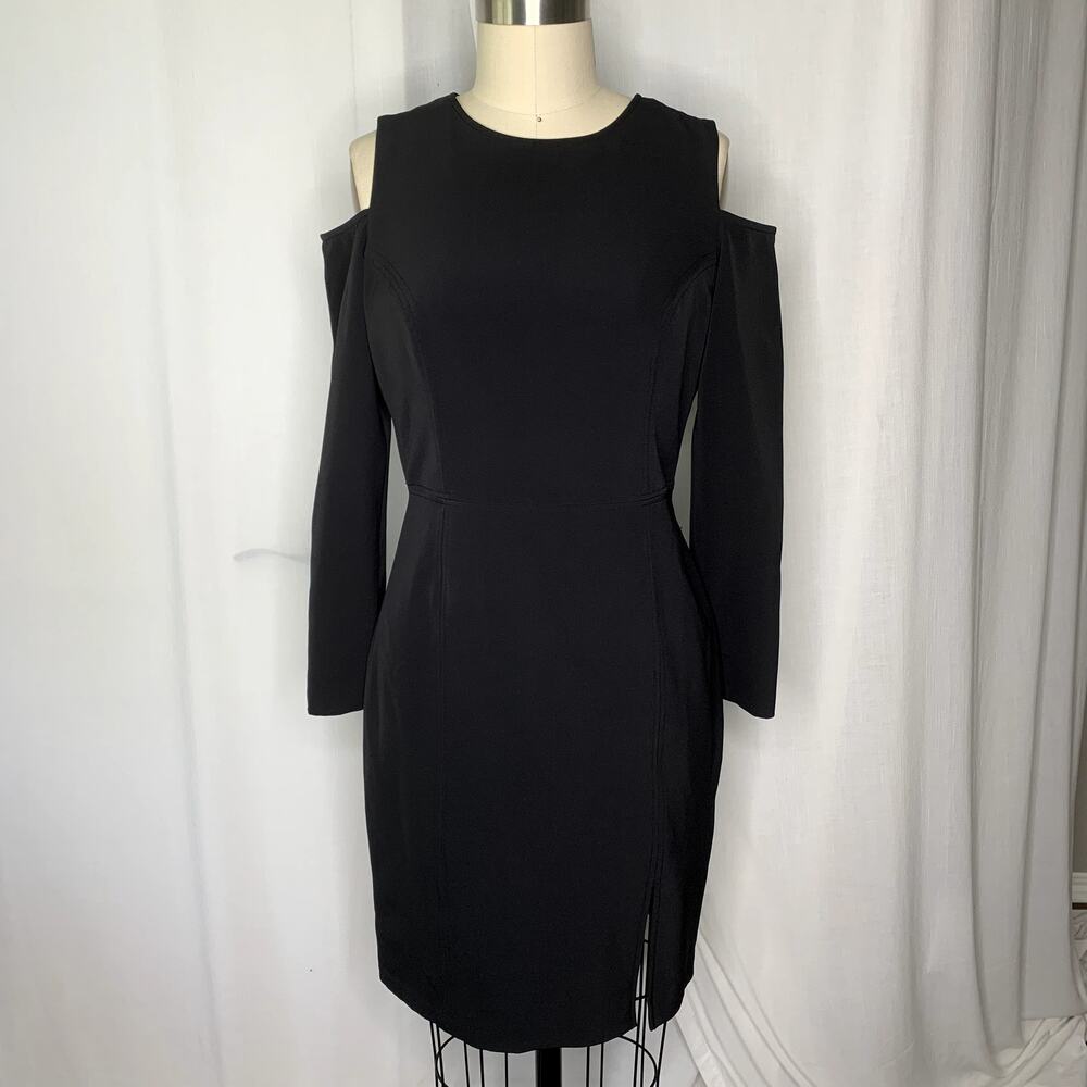 Aidan Mattox Black Cold Shoulder Mini Dress
